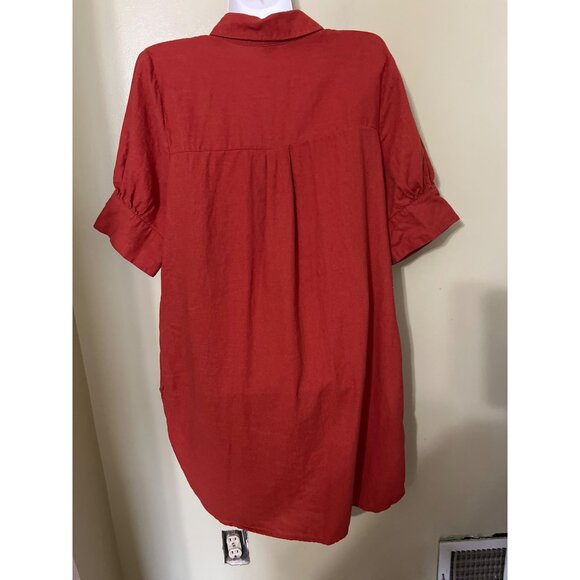 Old Navy Linen Blend Button-Down Shirt Dress L Lagenlook Beachy Boho Resort - Picture 7 of 9